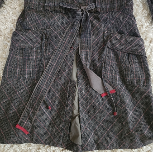 Su & Lola Plaid Peter Pan Collar Trench Coat XL - Picture 2 of 7